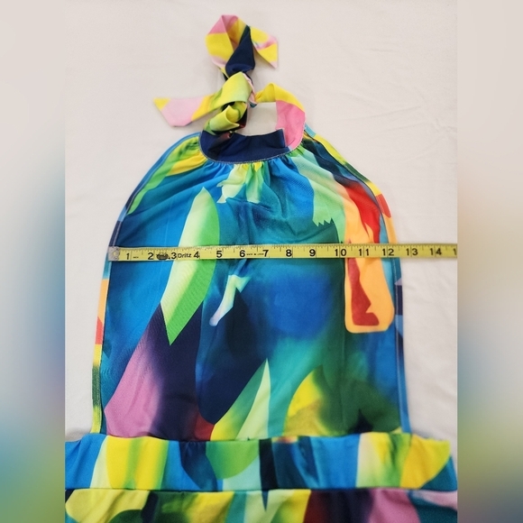 NWOT Backless Bold Vibrant Multicolor Maxi Dress, size Large - Picture 13 of 13